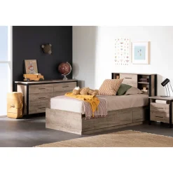 Munich Twin Mates Bed - Weathered Oak