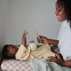 Muslin Changing Pad Cover - Natural Check