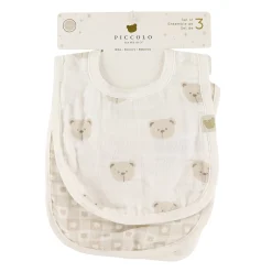 Muslin Set of 3 Milk Bibs -Teddy
