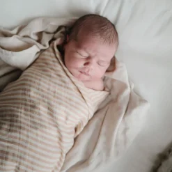 Muslin Swaddle Blanket - Natural Stripe