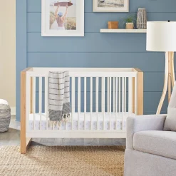 Nantucket 3-in-1 Convertible Crib with Toddler Bed Conversion Kit - Warm White / Honey