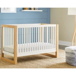 Nantucket 3-in-1 Convertible Crib with Toddler Bed Conversion Kit - Warm White / Honey