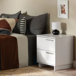 Nightstand with 2 Drawers - Cavalleri Pure White