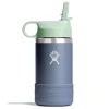 12oz Kids Wide Straw Bottle Grey/Green