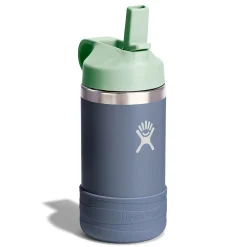 12oz Kids Wide Straw Bottle Grey/Green