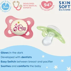 Pacifiers Day & Night(4) 0-6m