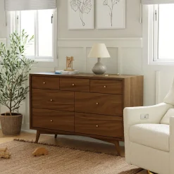 Palma 7-Drawer Double Dresser - Natural Walnut