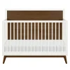Palma Mid-Century 4-in-1 Convertible Crib with Toddler Bed Conversion - Warm White / Natural Walnut