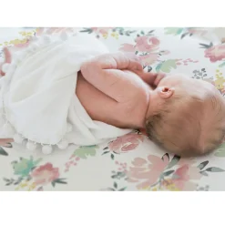 Percale Crib Sheet - Watercolour Flowers