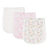 3pk Muslin Burp Cloth-Rose
