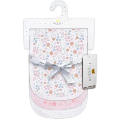 3pk Muslin Burp Cloth-Rose