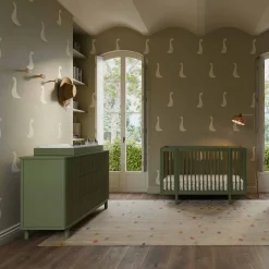 Pogo 8-in-1 Convertible Crib with All-Stages Conversion Kits - Olive