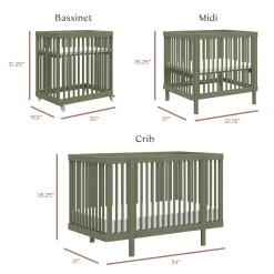 Pogo 8-in-1 Convertible Crib with All-Stages Conversion Kits - Olive