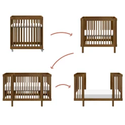 Pogo 8-in-1 Convertible Crib with All-Stages Conversion Kits - Natural Walnut