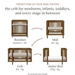Pogo 8-in-1 Convertible Crib with All-Stages Conversion Kits - Natural Walnut