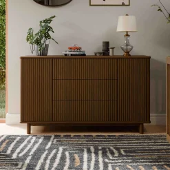 Pogo Tambour Assembled Dresser - Natural Walnut