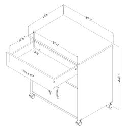Printer Cart on Wheels - Axess Pure Black