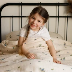 Quilted Comforter & Pillowcase - Muslin Blueberry