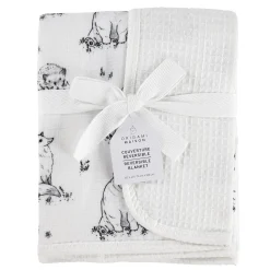 Reversible Muslin Waffle Blanket - Forest