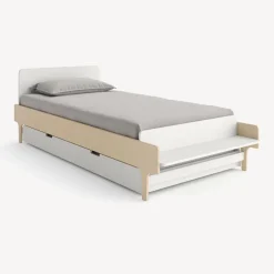 River Twin Bed - Whte/ Natural