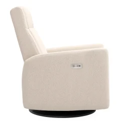 Rocking and Swivel Armchair Nelly - Beyond Sheep Cream / Black - Motorized Electric