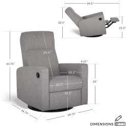 Rocking and Swivel Armchair Nelly - Nubia Ivory / Black - Motorized Electric