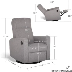 Rocking and Swivel Armchair Nelly - Como Dove Grey / Black