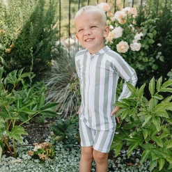Sage Stripes Uv Sunsuit 2-5y