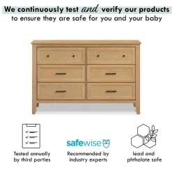 Sawyer Farmhouse 6-Drawer Dresser - Honey