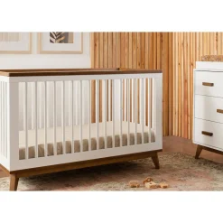 Scoot 3-in-1 Convertible Crib - White / Walnut