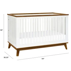 Scoot 3-in-1 Convertible Crib - White / Walnut