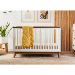 Scoot 3-in-1 Convertible Crib - White / Walnut