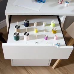 Sewing Craft Table on Wheels - Crea Pure White