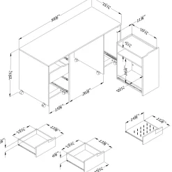 Sewing Craft Table on Wheels - Crea Pure White