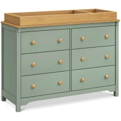 Shea 6-Drawer Dresser - Light Sage and Honey