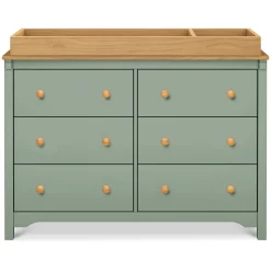 Shea 6-Drawer Dresser - Light Sage and Honey
