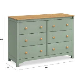 Shea 6-Drawer Dresser - Light Sage and Honey