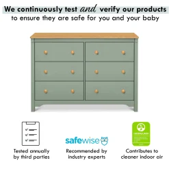 Shea 6-Drawer Dresser - Light Sage and Honey