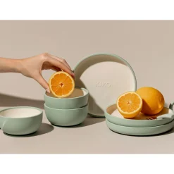 Silicone Suction Bowl with Lid - Sage