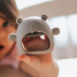 Silicone Teething Mitt - Taupe Bear