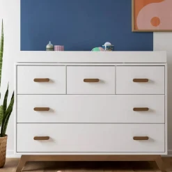 Soho 5-Drawer Dresser - White / Walnut