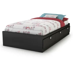 Spark Twin Mates Bed with Drawers - Pure Black