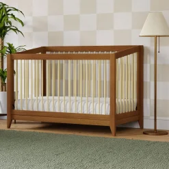 Sprout 4-in-1 Convertible Crib withToddler Bed Conversion Kit - Chestnut / Natural