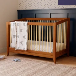 Sprout 4-in-1 Convertible Crib withToddler Bed Conversion Kit - Chestnut / Natural