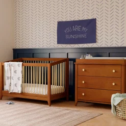 Sprout 4-in-1 Convertible Crib withToddler Bed Conversion Kit - Chestnut / Natural