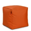Square Ottoman and Footrest - Tangerine Orange