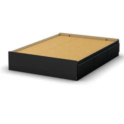 Step One Double Mates Bed with 3 Drawers - Pure Black