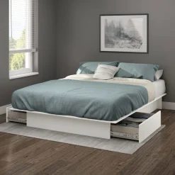 Step One Queen / Double Platform Bed - Pure White