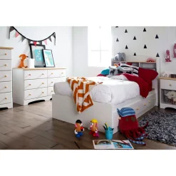 Summertime Twin Mates Bed with 3 Drawers - Pure White