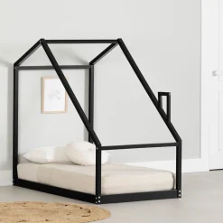 Sweedi - House Bed with Chimney for Baby - Black